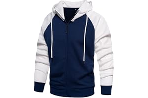 PADOLA Homme Sweat Zippé Polaire Couleur Vives Sweat à Capuche Pull Veste Hiver Manche Longue Casual Patchwork Automne et Hiver Chaud