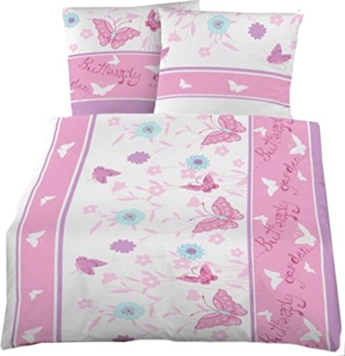 Schmetterlinge Feinbiber Kinder Bettwäsche 135x200 cm