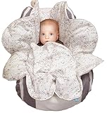 Wallaboo Einschlagdecke Heart für Babyschale, Autokindersitz, für Kinderwagen, Buggy, Babybett, Schönen Blumenform, Veloursleder und Baumwolle