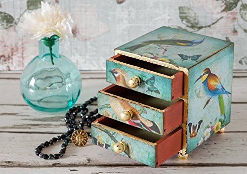 Vintage Birds Jewellery Box, Mini Chest of Drawers, Jewelry Box, Shabby Chic, Mother's Day Gift, Trinket Box, Birthday, Christmas Gift