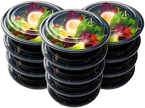 Caxmtu 10pcs Reusable Food Containers with lids Round Plastic Food Storage Microwavable Lunch Container Meal Bowls