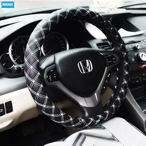 Nikavi Microfiber Pu Leather Skidproof Steering Wheel Cover, Universal Fits 38Cm/15