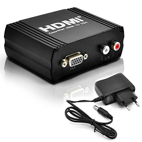 Swees® HDMI zu VGA Konverter Converter Wandler digital zu analog mit rot / weiß Cinch Audio Adapter Video PC Beamer Notebook uvm. - 1080P, 1:1, DAC + Netzteil