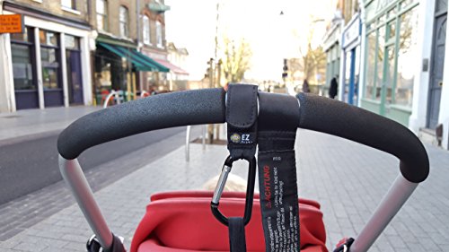 EZ-Bugz Kinderwagen-haken. Befestigen Sie Ihre Einkaufstüten & Taschen sicher am Kinderwagen. Universale Passform, Schwarz, 2er Packung - 7