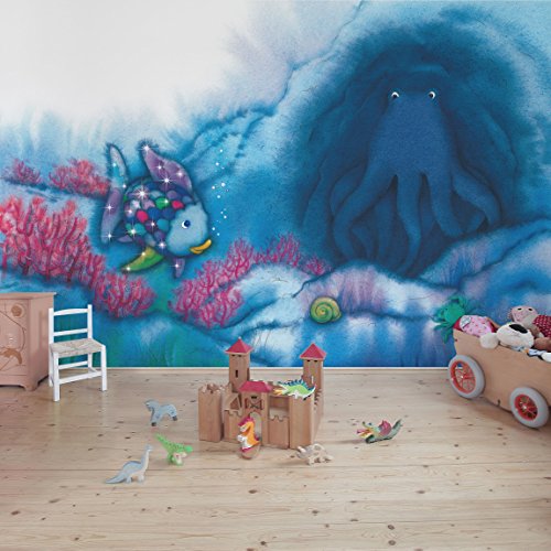 Preisvergleich Produktbild Apalis Kindertapeten Vliestapete Regenbogenfisch Tintenfisch in der Höhle Fototapete Breit / Vlies Tapete Wandtapete Wandbild Foto 3D Fototapete für Schlafzimmer Wohnzimmer Küche / mehrfarbig, 109042