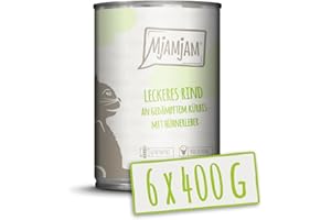 MjAMjAM - nourriture humide premium pour chats - délicieux bœuf à la citrouille cuite à la vapeur, pack de 6 (6 x 400 g), sans céréales avec un supplément de viande