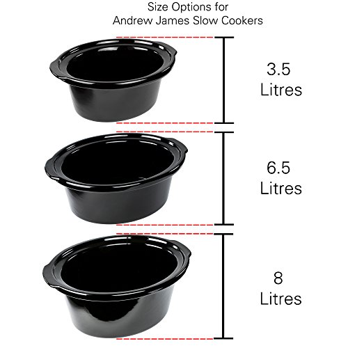 Andrew James – 6,5 Liter Premium Schongarer In Rot – Mit Sicherheitsglas Und Entnehmbarer, Innerer Keramikschüssel – 3 Temperaturstufen - 7