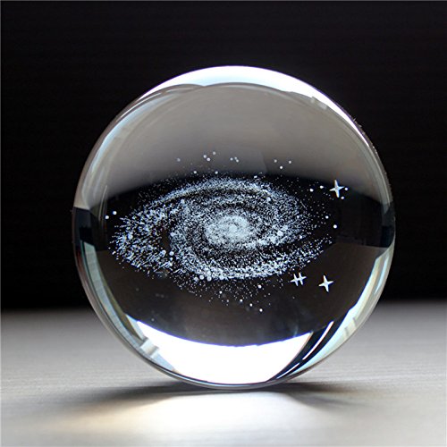 qianyue Cristaux Boule De Verre Galaxy Star 3D Cadeaux Créatifs De Traitement Accueil Feng Shui Sculpture Cristal Artisanat Cristal Décoration (80mm)