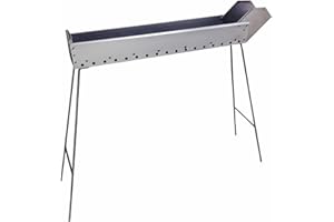 MISTERMOBY Fornacella arrosticini in Metallo da 110 Cm, con Becco Canaletta per la cottura di Arrosticini Spiedini Carne Pesce Souvlaki Kebab Skewers, piedi richiudibili, Artigianale made in Italy