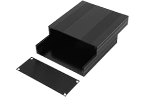 FICTORY Scatola di raffreddamento in alluminio, Custodia per progetto elettronico fai-da-te tipo split con scatola per circuiti stampati in alluminio nero per prodotti elettronici(54 * 145 * 150mm)