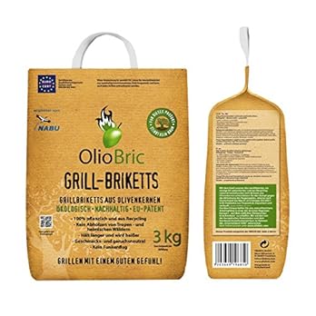 Oliobric Grillbriketts Aus Olivenkernen 3kg Ohne Rauch Kein Holz Keine Funken Lange Brenndauer 100 Recycelte Grillkohle Briketts Fr Jeden Grill Umweltfreundliche Rauchfreie Kohle Zum Grillen