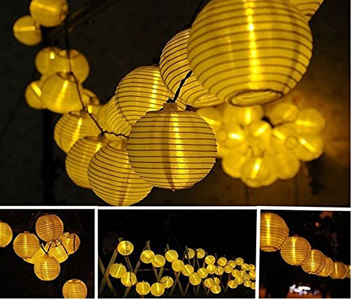 Solar Lichterkette 30 LEDs 6 Meter Solarbetrieben Lampions Laterne Lichterkette Wasserfest Weihnachten Dekoration für Garten, Terrasse, Penthouse Haus, Outdoor, Party, Hochzeit, Hof, Feiern – Warmweiß Lunlight [Energieklasse A+++] - 3