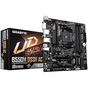 Gigabyte AMD B550 Ultra Durable Motherboard with Pure Digital VRM Solution, PCIe 4.0 x16 Slot, Dul PCIe 4.0/3.0 M.2 Connectors (B550M DS3H AC)