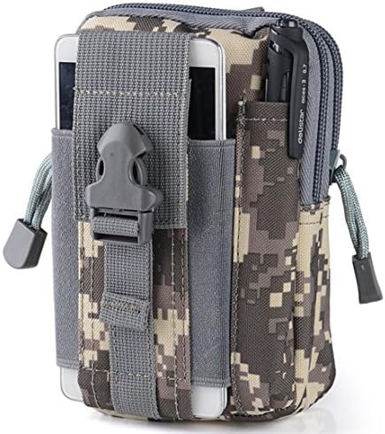 Gmin D30 Portable Outdoor Military Tactical Belt Waist Bags Men Waterproof Nylon Mobile Phone Wallet Travel Sport Waist Pack (ACU Camo)