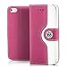 Produktbild Saxonia Flip Case Tasche Apple iPhone SE 5 5S Hülle Schutzhülle Elegante Handytasche mit Kartenfach Standfunktion Farbe Pink-Weiß
