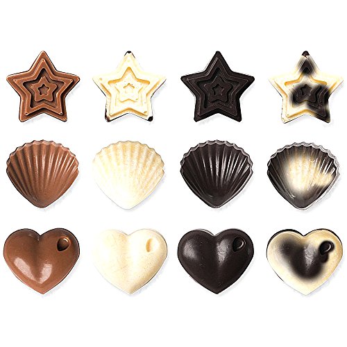 Silikon Molds- Senhai 3er Packung Bonbons, Schokolade Formen Eis-Würfel-Behälter – Hearts, Stars & Muscheln, Spaß, Spielzeug für Kinder Set - 3