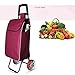 Produktbild Shopping Travel Free Installation Handwagen Einkaufswagen Haushalt Portable Solid Color Hebel Auto Kleine Trailer Trolley (Farbe : Rotwein)