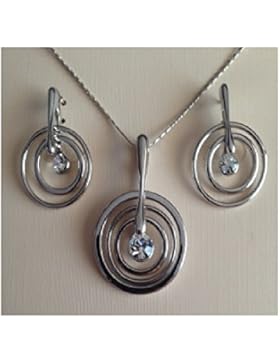 Elegantes Set- in Weisgold Farbe,viele Kristalle Swarovski Elements+Geschenkverpackung