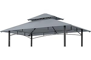 ABCCANOPY Grill Gazebo Canopy Replacement - 5x8 Double Tiered BBQ Canopy Top Cover for #L-GG001PST-F, Outdoor Grill Tent Roof (Gray)