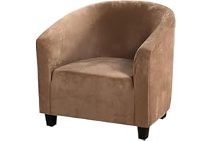 HOMECOVER Funda de Sillón Elásticas Chesterfield Terciopelo Lavable Funda De Sofá para Silla De Club Funda para Sillón para Sala De Estar Restaurante Bar-marrón-Large