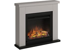 TAGU Frode Cheminée électrique avec Chauffage, 1500W, Programmable sur 7 Jours, Thermostat numérique, Télécommande (Beige Clair)