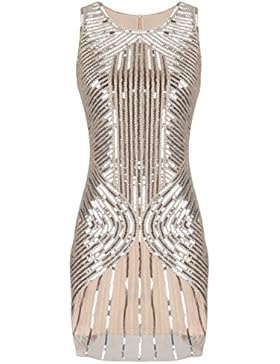 PrettyGuide Damen 20s Gatsby Downton Wulstige Sequin Verschönerte Flapper Kleid