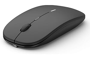 Anmck Ratón inalambrico para portatil, Ergonómico y silencioso, recargable,USB 2.4 G con Nano Receptor,3 Niveles Ajustables d