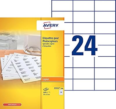 Avery - 23521-200 - 4800 Étiquettes copieur - 70 x 37 mm - Blanc