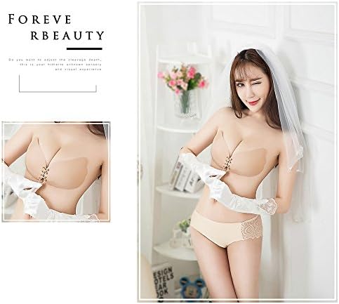 szwanhuixing Women's Silicone bra gather chest pads Strapless Bra Self Adhesive Silicone Push Up with Drawstring