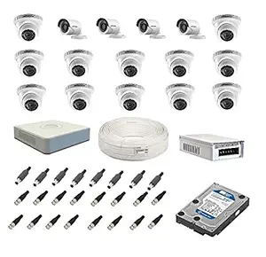 HIKVISION Surveillance Kit of 4+12 Bullet and Dome Wired CCTV Camera with 16Ch. DVR & All Accessories