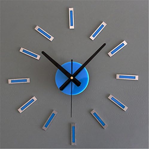 GWQMM Modern Mute DIY Wall Clock Acrylic 3D Stickers Big Watch 14 Inch Decoration For Living Room Office,Blue