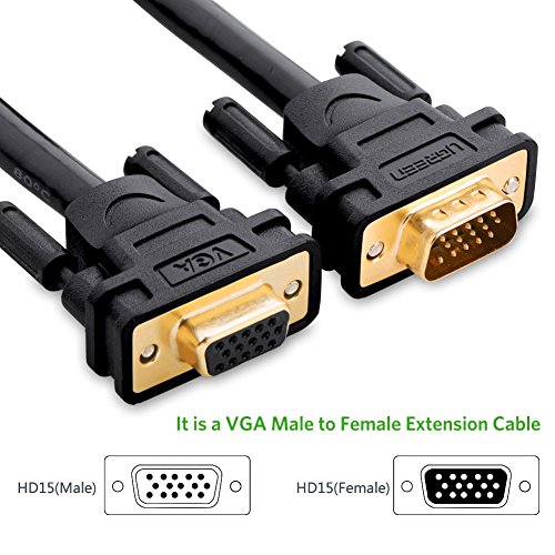 VGA Kabel Ugreen 3m VGA/SVGA Video Monitor Coaxial verlängerungskabel HD 15 Pin VGA Stecker auf VGA Buchse mit 2 Ferritfilter und vergoldeten Kontakte unterstützt für Projektoren,HDTV,Displays - 2