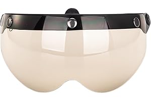 Gereiny LLLucky Universal Motorcycles Retro Pilot-Style Standard 3 Visiere con Bottone a Pressione Flip Up Down Casco Aperto Antivento Resistente