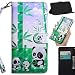Produktbild Robinsoni Hülle Kompatibel mit Xiaomi Redmi Note 4/4X Handytasche PU Leder Flip Case Brieftasche,Glitzer 3D Bunt Gemalt Muster Schutzhülle Magnetisch Kartenfach Ständer Klapphülle Wallet, Panda