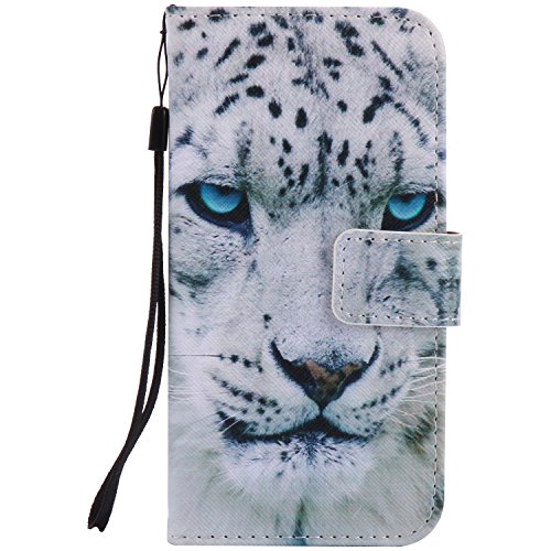 Feeltech Samsung Galaxy S6 Hülle PU-Leder und Brieftasche Bunte Muster Fall mit Magnetverschluss, Hybrid-Kickstand mit Stand-Funktion, schlagen Sie schützende weiche TPU Stoßstangenabdeckung und Kreditkartenhalter für Samsung Galaxy S6 Handgelenk Bügel-Buch-Art-Geldbeutel-Tasche mit 2 In 1 Berühren Sie Stift – White leopard - 2