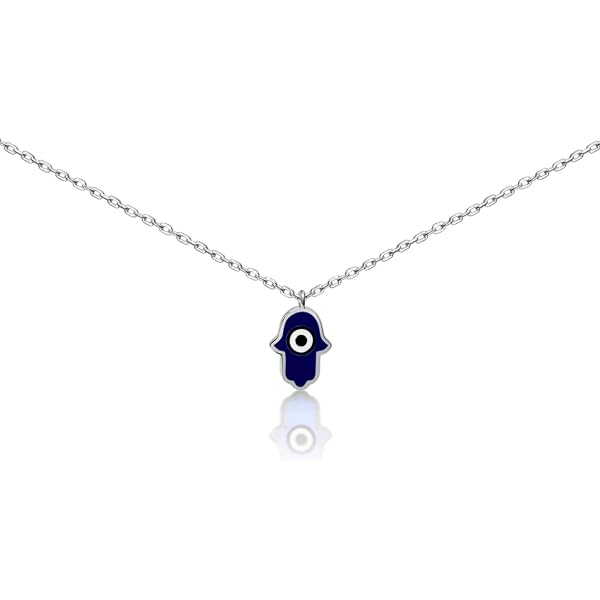 Kkjoy Collana Hamsa Mano Di Fatima Con Stella Di Davide, Amuleto Portafortuna In Acciaio Inox Per Donne E Ragazze, 45+5 Cm - 2