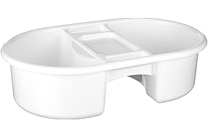 VITAL INNOVATIONS GMBH Universal Waschschüssel - Waschbecken mit 2 getrennten Waschkammern und Seifenablage für Zeitersparnis und Ordnung im Badezimmer, für Wickeltisch, Babypflege, Seniorenpflege - 4 Liter - weiß