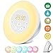 Price comparison product image Wake Up Light Alarm Clock,Surom Digital Led Sunrise Simulator Alarm Clock Radio FM RGB White Adjustable Color Changing Touch Display Circular Modern Wake Up Table Lamp Light