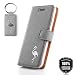 Produktbild Flamingo Silber - Premium Vintage Ledertasche Schutzhülle Wallet Case aus Echtesleder Nubukleder Farbe Grau für Samsung Galaxy S7 Edge G935