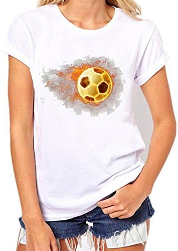 Jimmkey World Cup Soccer -Women Tees Shirt Football Print Short Sleeve T Shirt Blouse, Women Sexy Shirts T Shirt Set T-Shirt Mini Dress Women's Casual Plain Simple T-Shirt Loose Dress (White D, 2XL)