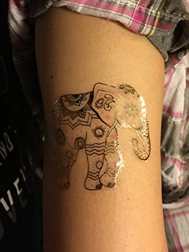 XL FARBIGE BUNTE METALLIC TATTOO SC02 06 FLASH TATTOO MANDALA ELEFANTEN Henna Design Gold Rosa Blau Lila Blumen Tattoo Kleber- XL Bogen - 6
