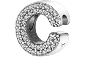 BEEUVIP A-Z 26 Abalorios Charms Colgantes de Alfabeto Cuentas Plata de Ley 925 con Circonita cúbica Transparente Compatible con Pulsera Pandora & Europeo, Charms de Letra para Mujer Niña