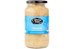 The Cultured Food Company - Organic Sauerkraut 1kg Jar - 100% Natural Ingredients- Raw & Unpasteurised - Probiotic Rich - Traditionally Fermented Cabbage- Handmade - No Preservatives