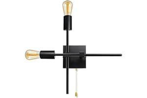 LAKONEI Applique da Parete Interno Retrò, Regolabile E27 Lampada da Parete Industriale in Ferro Nero con Interruttore a Cerniera, 2 Luci Illuminazione da Muro per Bagno Comodino Soggiorno Bar