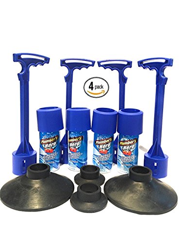 Preisvergleich Produktbild WC-Stößel, Leistungsstarker Manueller Multi-Drain-Stöpsel, Geeignet Für Toiletten, Badewannen, Duschen - Sofort Verstopfte Abflüsse - 20 Anwendungen in Jeder Dose,4Pack