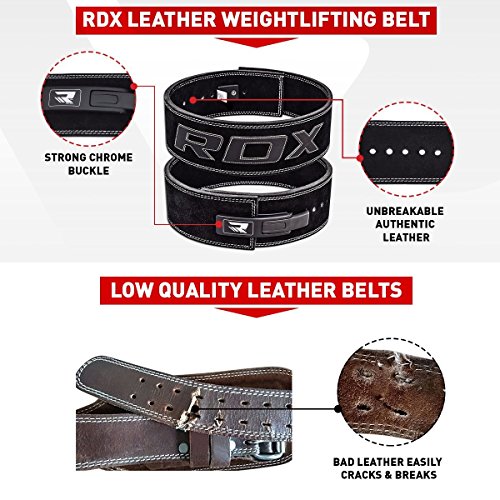 RDX Powerlifting Gewichthebergürtel Schnalle Rindsleder Bodybuilding Crossfit Fitness Trainingsgürtel Gym weightlifting Lever Belt Krafttraining - 5
