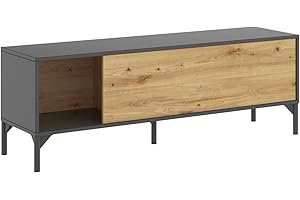 DEKIT GRUPO RIMOBEL LAK Mueble de TV bajo, Melamina, Grafito y Nordic, 45x133x39 cm