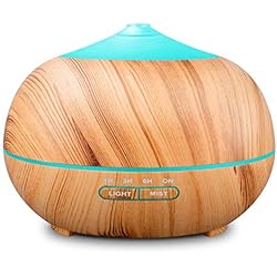 Tenswall 400ml Humidificateur Ultrasonique Diffuseur Aromatherapie Humidificateur d'Huiles Essentielles avec 7 Couleurs Lumières LED