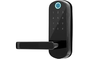 GARSENT Cerradura Puerta Inteligente, 5 en 1 APP Control/Contraseña/Huella Dactilar/Clave de Tarjeta IC Cerradura Biométrica Digital de Seguridad Bluetooth para Seguridad Hogar.