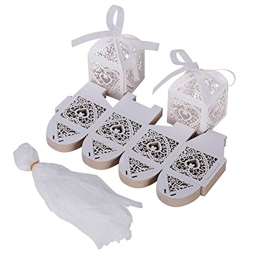 GHB 100pcs Süßigkeit Kästen Geschenkboxen Hochzeit Bonbons Boxen für Partys Geschenk Taufe Hochzeit Geburtstag usw Dekorpapier Weiß - 7